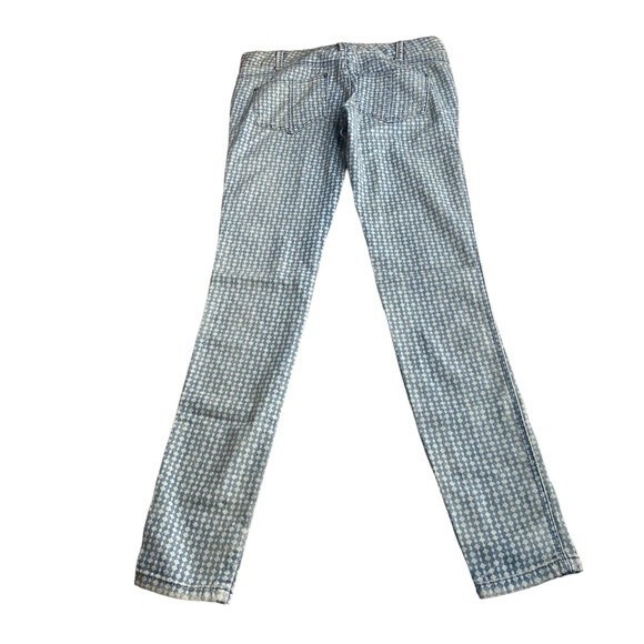 Free People Womens 27 Diamond Print Skinny Jeans Blue Denim Stretch - Picture 6 of 7
